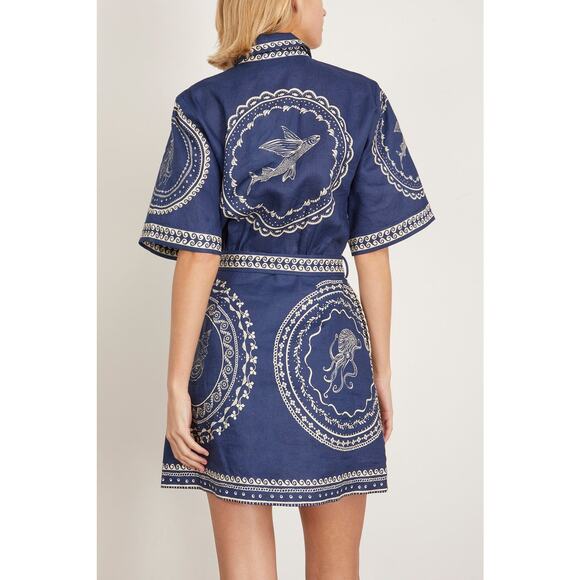 ALEMAIS Navy Oceane Mini Dress Size 4 NWT Retail $470 - Picture 2 of 4